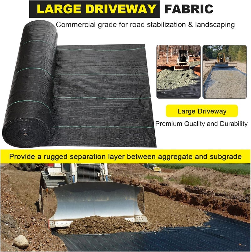 DWALE Driveway Fabric 6x300 ft - Commercial Weed Barrier, Heavy Duty 3.5OZ Landscape Fabric for Road, French Drain, Erosion Control, Construction Projects - Image 4